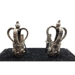 Harvey Avedon British Crown Cufflinks 900 Silver Marked Patent 2920363 VTG 1960s